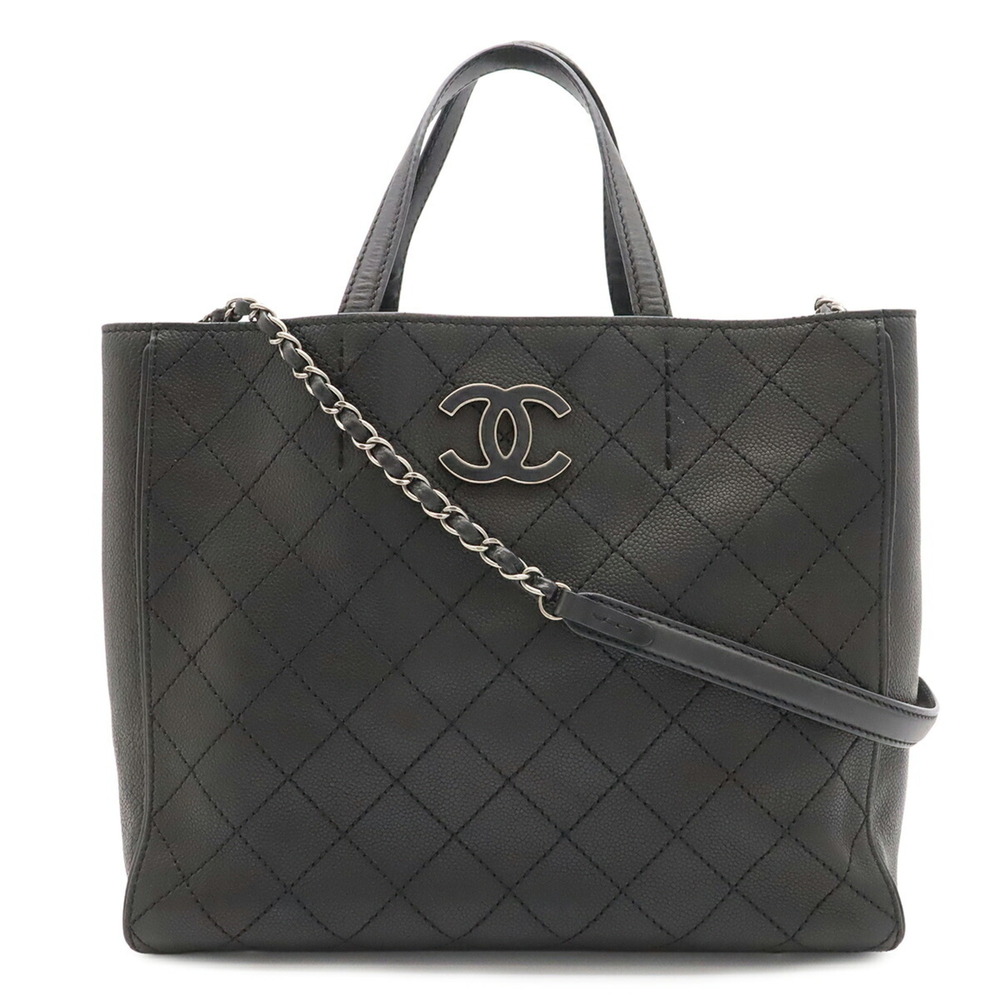 CHANEL Matelassé Coco Mark Tote Bag with Chain Shoulder Strap, Caviar Leather...